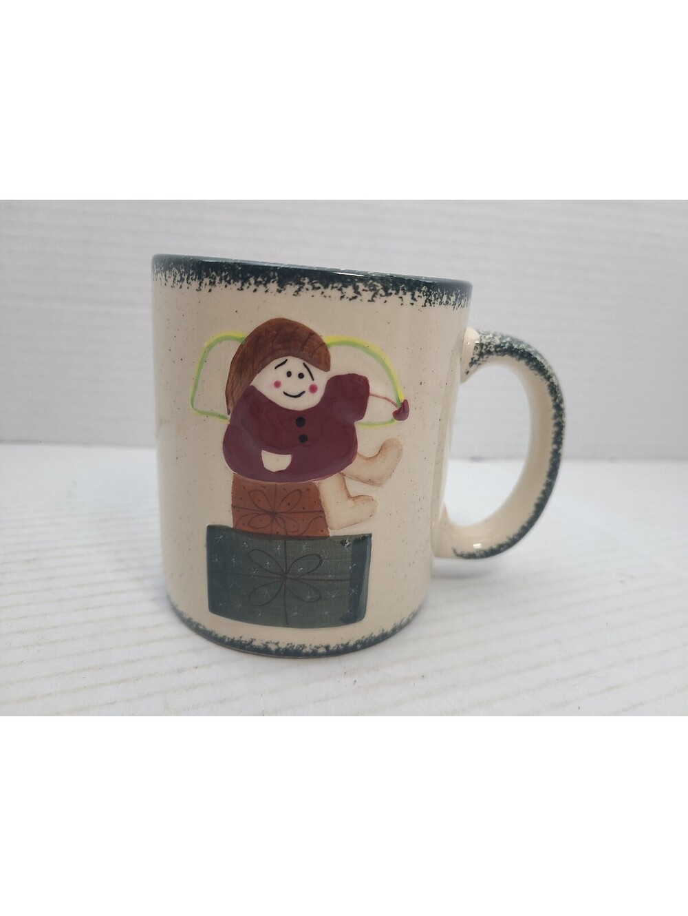 Farmhouse Christmas Angel Vintage 1990s LTD Commodities Ceramic Coffee Mug